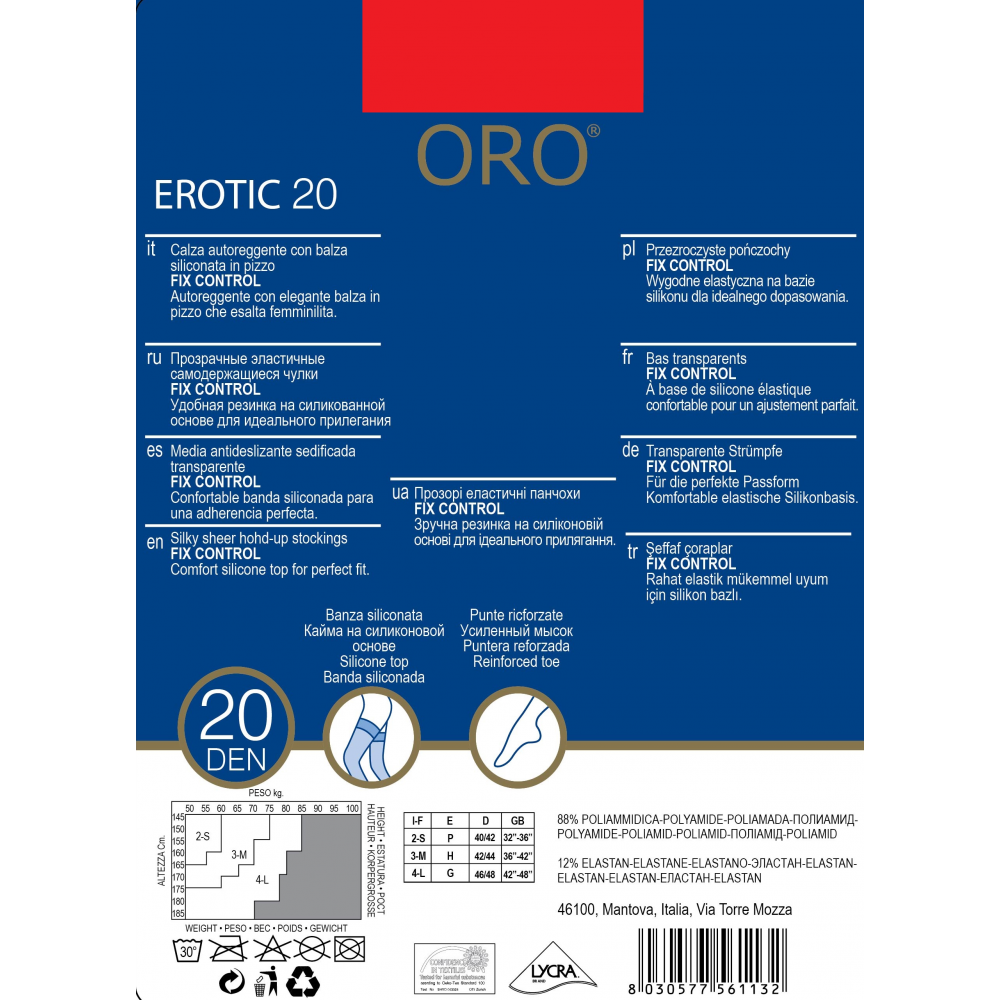 Панчохи жіночі ORO EROTIC 20 DEN rosso 3/4