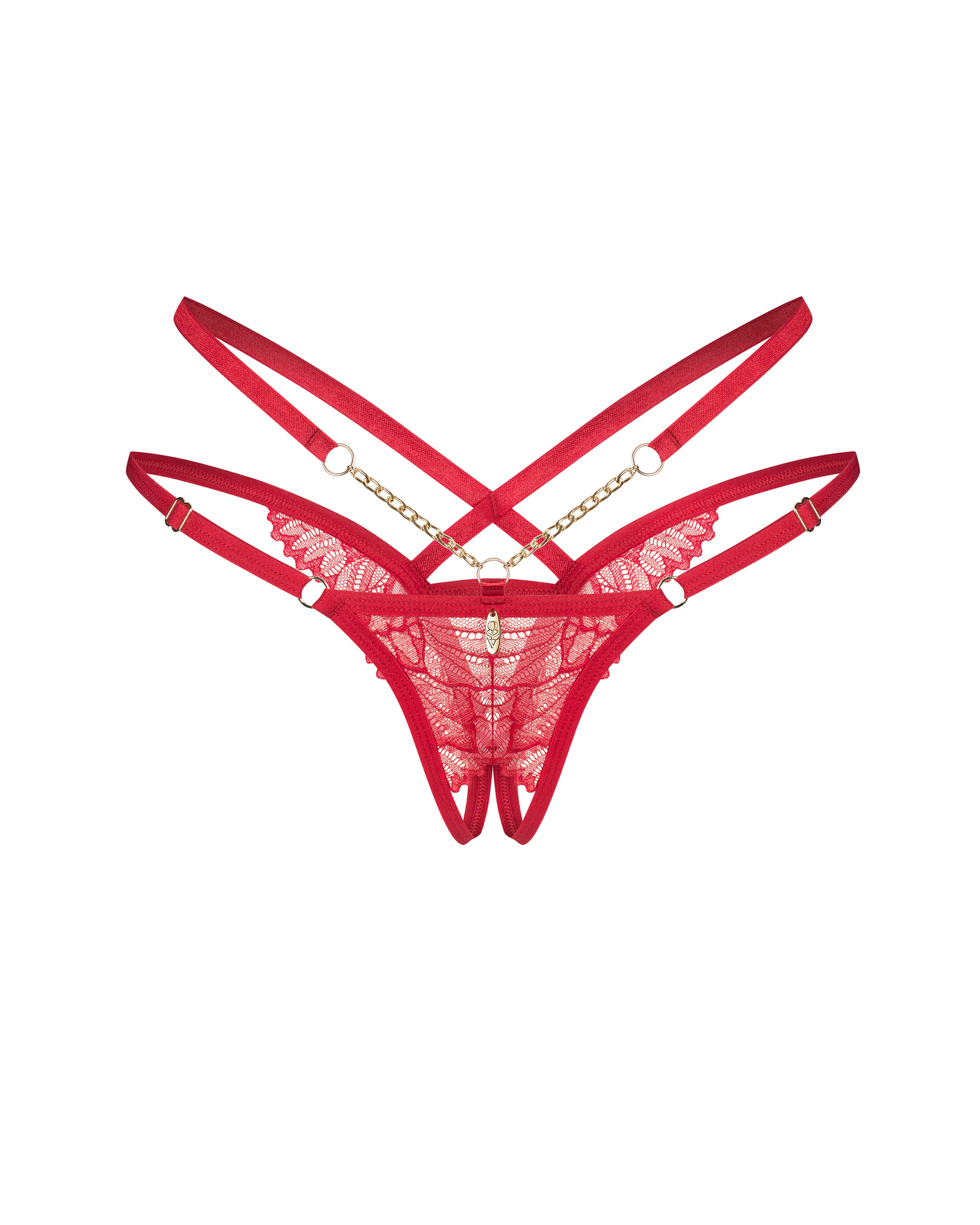 Еротичні стрінги Obsessive Matildea stringi otwarte czerwony 2XL/3XL