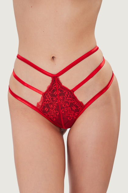 Трусики жіночі труси стрінги, T-стрінги ORO STR-515 rosso/nero S/M