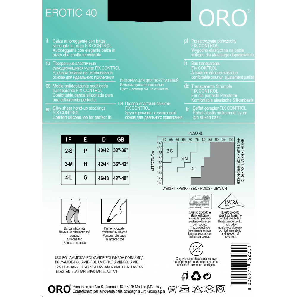 Панчохи жіночі ORO EROTIC 40 DEN nero 3/4