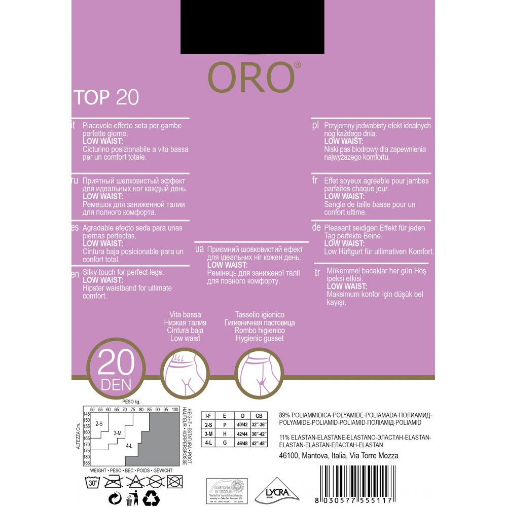 Колготки жіночі ORO TOP 20 DEN nero 3