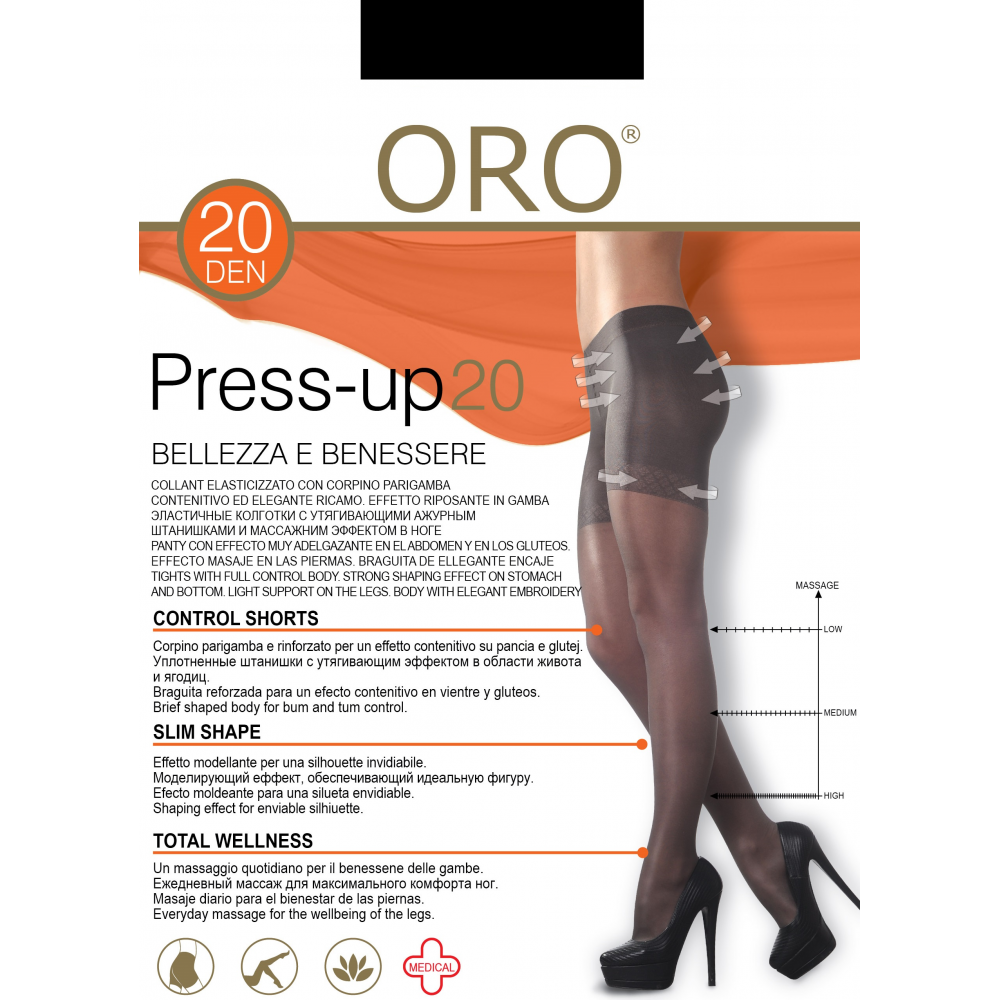 Корекційні жіночі колготки корегуючі ORO PRESS-UP 20 DEN nero 4