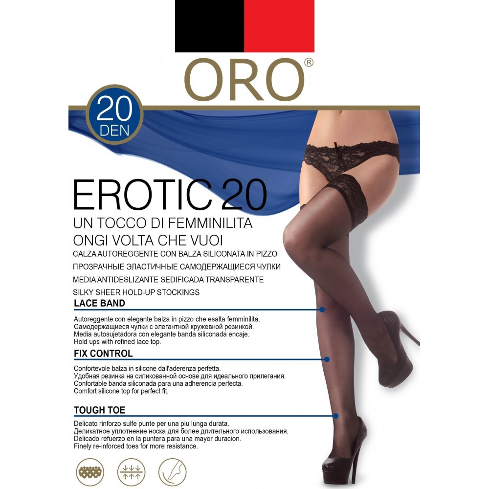 Панчохи жіночі ORO EROTIC 20 DEN rosso nero 3/4