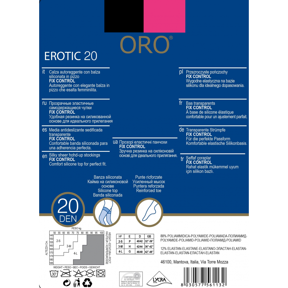Панчохи жіночі ORO EROTIC 20 DEN rosa nero 5/6