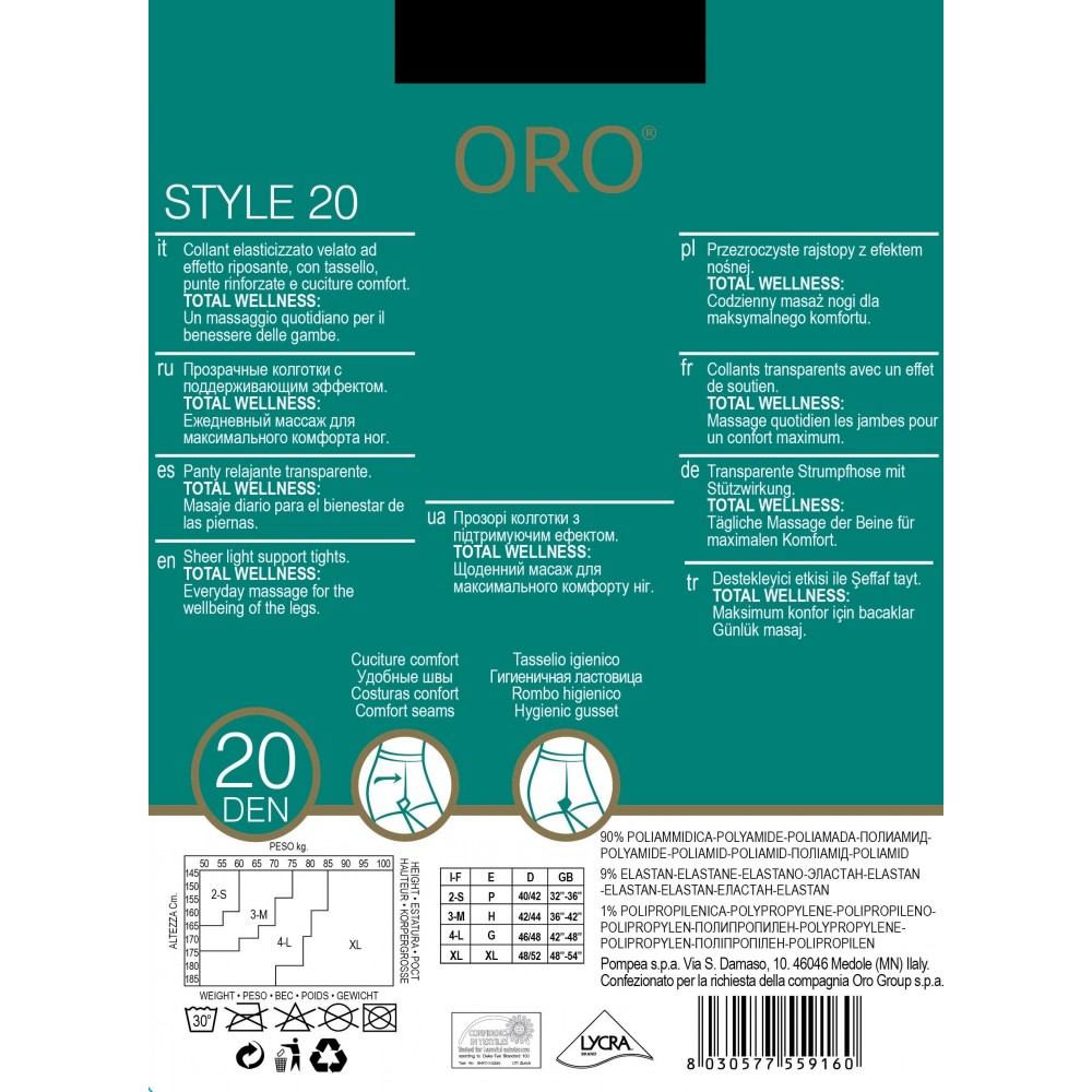 Колготки жіночі ORO STYLE 20 DEN nero 3