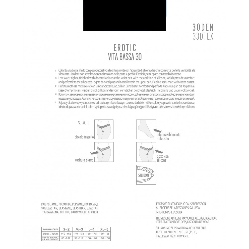 Колготки жіночі ORO EROTIC TOP 30 DEN nero 2