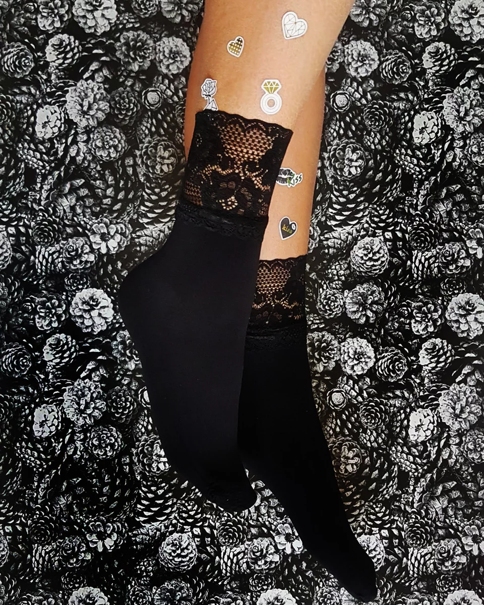 Жіночі шкарпетки з кружевною резинкою gabriella nina 100 den one size