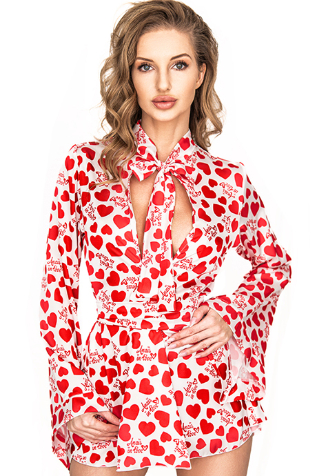 Пеньюар anais Inezza short robe Бело-красный L/XL